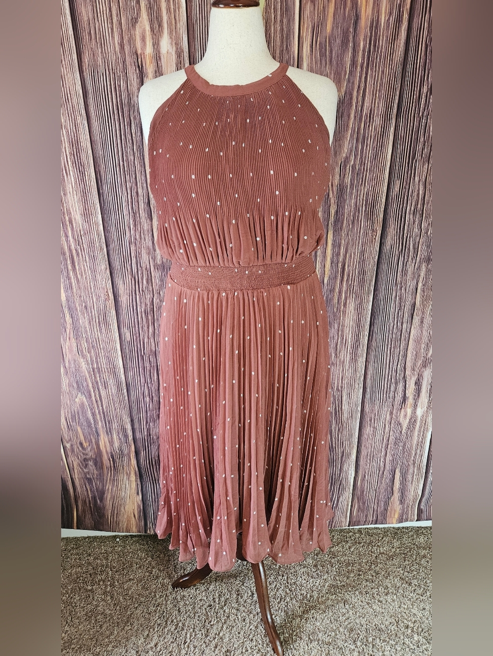 NWT City Chic Pleated Spot Accordian Pleat Midi Dress Plus Size 24W
